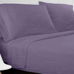 Ella Jayne Jersey Sheets Full (4 Pieces) All Seasons, Wrinkle Resistant, Cozy Stretchable Knit T-Shirt, Super Soft with Deep Pockets Jersey Knit Sheets Full (Heather Purple)