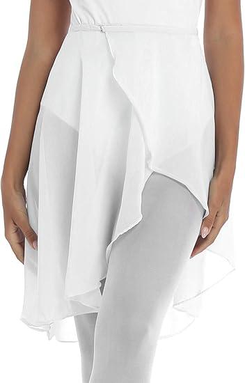 Ballet Wrap Skirt Chiffon Pull-on Elastic Waist Dance Skirt for Women Girls Ballet Dancewear (X-Large, White)