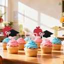36Pcs Teacher Graduation Cupcake Toppers, Glitter Graduation Cap Apple Bow Pencil Cupcake Picks from Student to Teacher Cake Decorations for Class of 2026 Congrats Grad Party Supplies