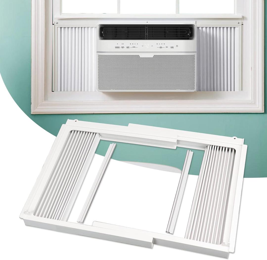 Flehomo Window Air Conditioner Side Panels with Frame, Adjustable Insulation AC Side Panel for 12,000 BTU Window AC Unit, Frame Included
