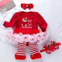 4Pcs Newborn Baby Girls Christmas Outfit Headband Romper Tutu Dress Leg Warmer Set for Baby Girl 0~24 Months (Red, XL)