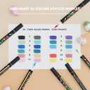 24 Colors Acrylic Marker With Double Brush Tips Automatic Ink Control, Water Based Ink Paint Markers For Rock, Wood, Ceramic, Glass, Stone, Fabric, DIY Crafts Textile & Art Supplies 12PCS