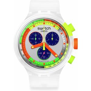 Swatch Big Bold Chrono Unisex Watch Casual Plastic Transparent Quartz Waterproof (Neon Jelly)
