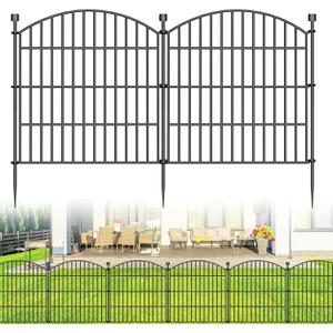 10 Panels No Dig Decorative Garden Fence Animal Barrier - 24 in (H) x 20 ft (L) - Dog Fence Outdoor for Yard, Rabbits and Small Pets - Tall Rustproof Metal Wire Fencing Border for Garden and Patio