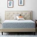 LUCID Full Bed Frame with Diamond Tufted Upholstered Headboard Full Size Platform Bed Frame Removeable Wood Slats No Box Spring Needed Easy Assembly Pearl