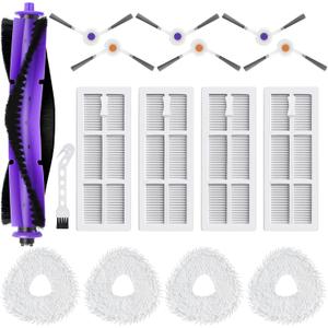 16 Pack Replacement Parts for Narwal Freo Robot Vacuum Cleaner Spare Accessories Kit, 1 Main Roller Brush, 4 Hepa Filters, 4 Mop Pads, 6 Side Brush, 1 Clean Tool.