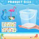 12 Pcs 34 oz Buckets for Drinks Ice Cream Buckets with Lids and Handles 150 Summer Stickers Cocktail Rum Bucket Clear Plastic Containers Reusable Plastic Pail for Summer Beach Party Supplies