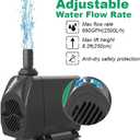 Knifel Submersible Water Pump, Ultra Quiet 660GPH (2500L/H 45W) Fountain Pump with Over Heating Protection 8.2ft High Lift, Pond Pump for Fish Tank, Pond, Aquarium, Statuary, Hydroponics