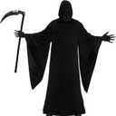 Morph Grim Reaper Costume For Men With Scythe, Adult Grim Reaper Robe, Spooky Halloween Costumes For Men (Medium)