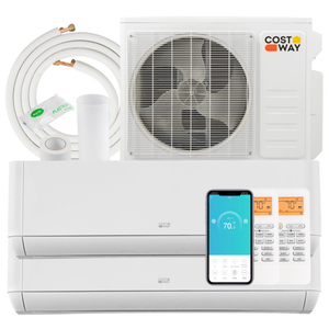 36000 BTU 2 Zone 21.5 SEER2 Mini Split AC with Heat Pump-18K + 18K |