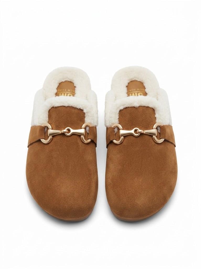 SM New York Women's Brianna Cognac Slippers Size 8