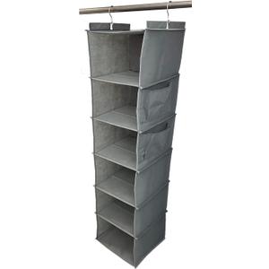 Hanging Closet Organizer and Storage, 6-Shelf Closet Hanging Storage Shelves (Grey)