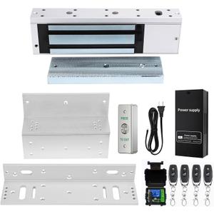 Door Access Control System 1200lbs Magnetic Lock Kit with ZL Bracket 4 Remote Controls Stainless Steel Exit Button (Inswinging)