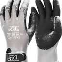 JDL 100% Waterproof Winter Work Gloves for Men & Women, Thermal Insulated Freezer Gloves for Cold Weather, Super Grip Palm (Large, Grey)
