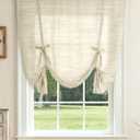 LazBlinds Tie Up Curtains, Linen Privacy Thermal Insulated Balloon Roman Shade Bathroom Window Curtain, Adjustable Rod Pocket Drape for Kitchen, Living Room, Bedroom (25" W x 47" L, Natural)