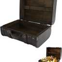 Wooden Suitcase, Distressed Small Vintage Suitcase with Solid Handle,Versatile Keepsake Trunk & Treasure Chest for Photo Props, Home Decor, and Bridal Displays (9.4"x4.7"x6.8")