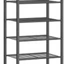 SONGMICS Narrow Shoe Rack, Sturdy 8 Tier Metal Tall Shoe Rack Shelf, Slim Shoe Storage Organizer for Closet Entryway Small Spaces, Vertical Shoe Stand Tower for 18 Pairs Shoes, Easy Assembly, Black