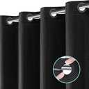 Vipfree No Hook Shower Curtain, Waffle Weave Thick Fabric Shower Curtain for Bathroom, 258 GSM Luxury Polyester Cloth Bath Curtain with 10 Built in Grommets, 72W x 74H, Black