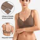 YEOREO Ease Womens Wireless Bras Push Up Full Coverage Bra No Underwire Seamless Comfortable Scalloped Supportive Bralette (L)