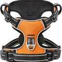 HEELE Dog Harness, No Pull Adjustable Padded Reflective Harness for Small Medium Large Dogs with Handle for Walking Training, Orange, L