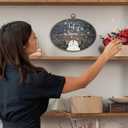 Sviojuce Winter Snowman Oval Wall Art Decor 8.6x11.4, Let It Snow Framed Canvas Prints Wall Artwork, Vintage Christmas Wall Hanging Decor for Farmhouse Bedroom Living Room Decorations (gray)