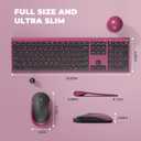 Rechargeable Wireless Keyboard and Mouse Combo, Vssoplor 2.4GHz Ultra Quiet & Slim Full Size Keyboard with 3-Level DPI Mouse for Windows PC Laptop, Black and Wine Red