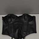 SHYMMUO Women Black Corset Tops Satin Summer Going Out Strapless Bustier Crop Top for Party,Gothic,Halloween Costumes (X-Small)