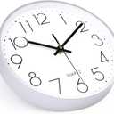 jomparis 10 Inch Silver Wall Clock Battery Operated Silent & Non-Ticking Wall Clock for Home Office Bathroom