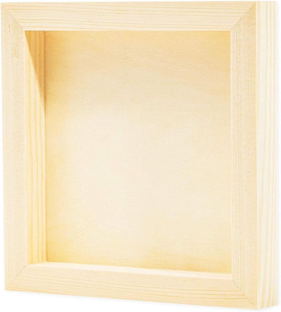 Bright Creations 6 Pack Unfinished Wood Canvas Boards - 6x6 Square Wooden Panels for Crafts and Painting - Wooden Box (Square 6x6in)