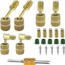 2 x R410A Mini Split Adapter Kit, 5/16" SAE Female to 1/4" SAE Male Refrigerant Hose Adapter with Thimble Valve Core Remover, Vacuum Pump Port Connector for AC HVAC Refrigeration Service