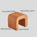 Leather N-Shaped Ottoman, Home High-end Shoe Changing Stool, Low-Profile Dressing Stool, Suitable for Living Room, Bedroom(Orange,Small)