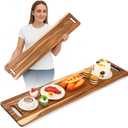 Baderke Large Charcuterie Board with Handles 48 x 12 Inch Rectangular Wood Serving Board Acacia Serving Tray Long Cheese Platter for Meat Food Party Appetizers Fruits Display Kitchen Outdoor Use