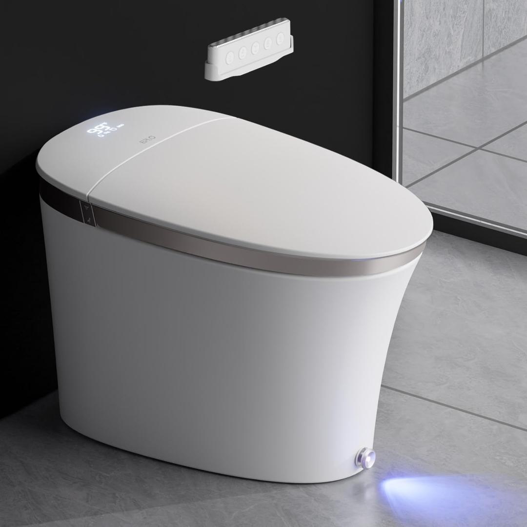 EPLO iX7 Luxury Smart Toilet with Auto Open/Close, Foam Dispenser, Heated Seat, Warm Water/Dryer, Modern Elongated Bidet Toilet with Night Light for Bathrooms (iX7 Auto Open/Close)