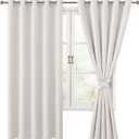 Hiasan Blackout Curtains for Bedroom, 60 x 63 Inches Length - Thermal Insulated & Light Blocking Window Curtains for Living Room/Kids Room, 2 Drape Panels Sewn with Tiebacks, Ivory