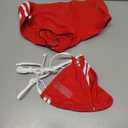 WDIRARA Women's Graphic Halter Triangle String Bikini Set 2 Piece Swimsuit with Shorts (Red and White) S