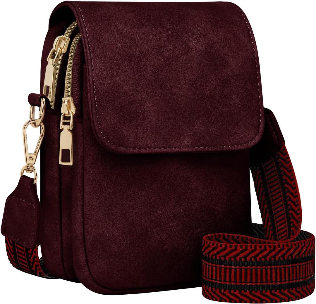 Fashion Small Crossbody Bags for Women Trendy Designer Cell Phone Purses Wallets with Card Holder Anti Theft Travel (Red)