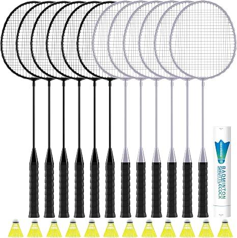 Badminton Rackets Set, 12 Racquets, 12 Birdies