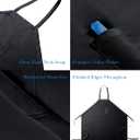 Bib Apron with Fixed Neck Strap and Utility Pocket  Full-Coverage Chef Apron for Kitchen, Restaurant & Caf (Black)
