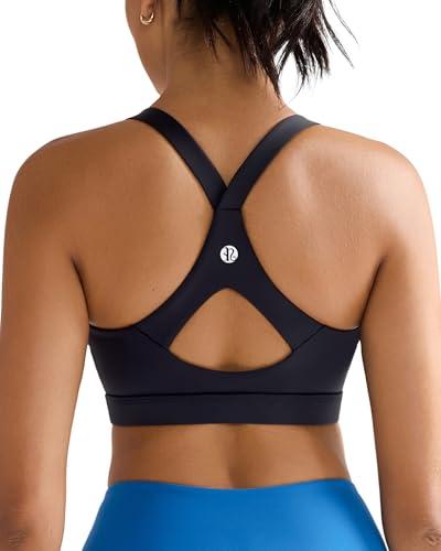 RUNNING GIRL Black Sports Bra for Women,Y Back Molded Cups High Support Sports Bras for Women Large Bust(3138Black_M)
