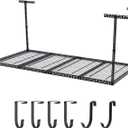 Garvee 4x8 FT Overhead Garage Storage Rack, Height Adjustable Garage Storage Organization Systerm, Metal Garage Ceiling Storage Racks with 660lbs Weight Capacity, 4 Vertical PostBlack