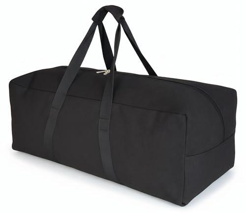 DoYiKe Extra Large Canvas Travel Duffle Bag Heavy Duty, Sports Military Travel Camping Travel Tent Storage Black