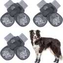 SCENEREAL 6Pcs Anti Slip Dog Socks to Prevent Licking Paws for Hot/Cold Pavement, Dog Grippy Socks for Hardwood Floors, Dog Shoes for Boots & Paw Protectors for Puppy Small Medium Large Senior Dogs (M(Pack of 4+2), Grey Elephant)