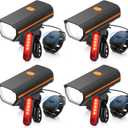 Hanaive 4 Sets Bright LED Bike Light Set USB Rechargeable Bicycle Front Headlight Back Taillight Waterproof Bicycle Light Cycling Accessories for Men Women Night Road Mountain Riding, Classic