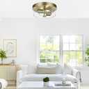 Flush Mount Ceiling Light Fixtures, 2-Light Brass Ceiling Mount for Farmhouse with Seeded Glass Lampshade, Industrial Hall Flush Mount Light Fixture for Hallway, Kitchen, Entryway, Bedroom and Foyer