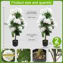 2 Pcs 3 Ft Artificial Hydrangea Trees Potted, UV Resistant Faux Silk Hydrangea Plant in Pot for Indoor Outdoor Decoration, Hydrangea Topiary for Garden Office Home Porch Patio Decor (2, White)