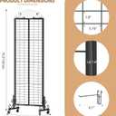 Urban Deco 2 Packs Grid Wall Panel Display Stand, 2.2' x 6.2' FT Gridwall Panel with Extra 16 Hooks, Craft Show Display Rack Black Metal Grids Standing Wire Rack for Retail Merchandise