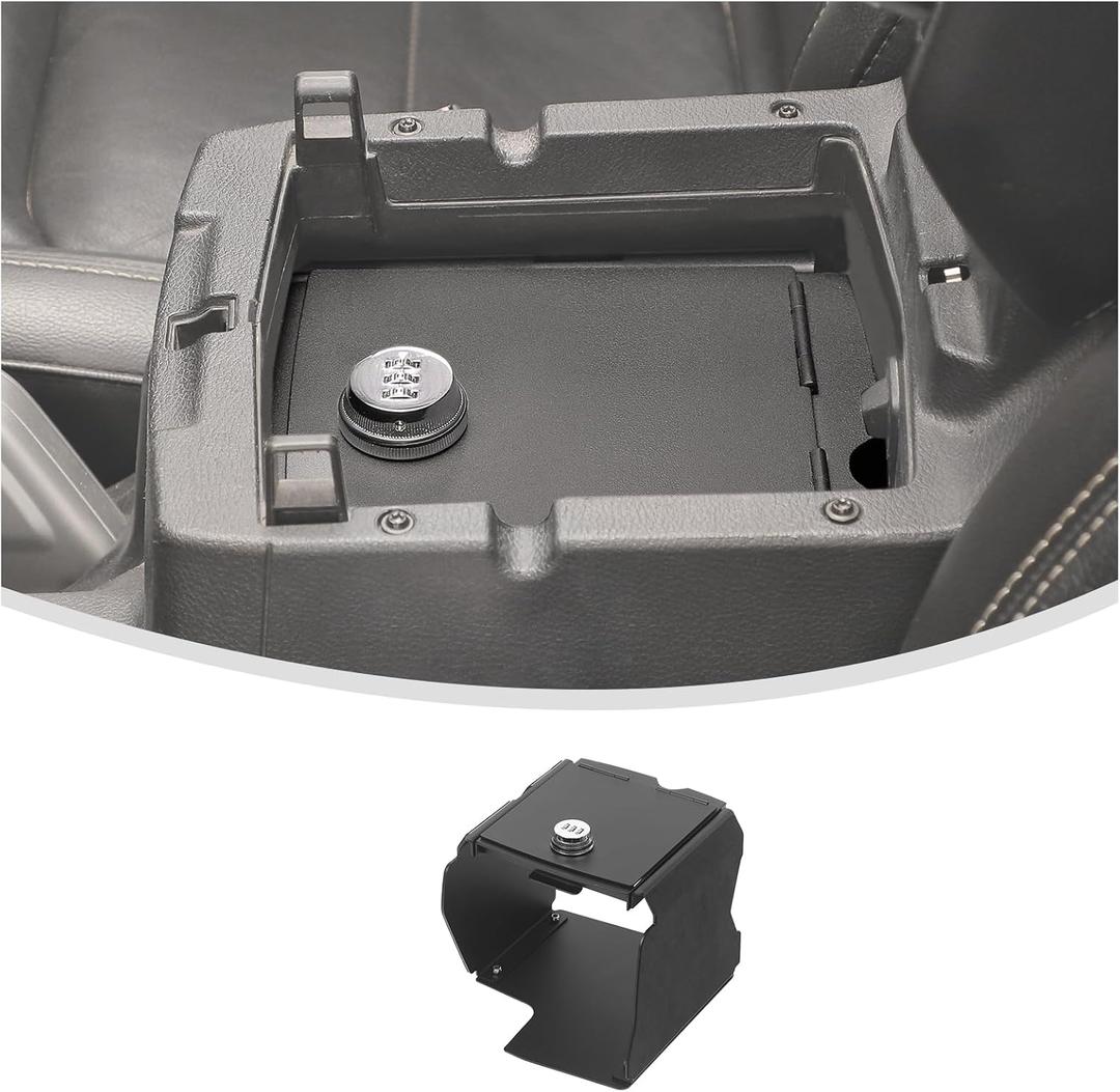 Linskip Console Valuables Safe Compatible with 2018-2026 Jeep Wrangler JL 4XE & 2020-2026 Jeep Gladiator, for Jeep JL Security Console Insert, Console Gun Safe Vault for Jeep JL Accessories(Black)
