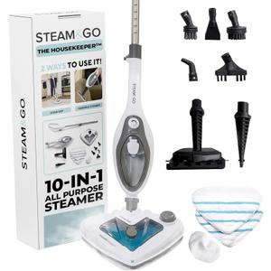 Steam and Go 10-in-1 Steam Mop - Multi-Functional Floor Steamer for Home Use w/Detergent Chamber, Detachable Handle & Handheld Steam Cleaner for Tile, Grout, Hardwood, Upholstery, Carpets & Furniture