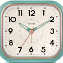 4.5" Vintage Retro Analog Alarm Clock, Super Silent Non Ticking Clock with Manual Light, Snooze, Battery Operated, Simply Design, for Living Room, Bedroom, Bedside, Desk(Green)