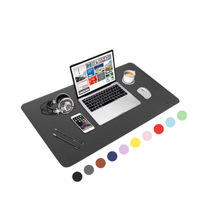 2 WisFox Mouse Pad, Leather Desk Pad Protector, Office Desk Mat, Non-Slip PU Leather Desk Blotter, Laptop Desk Pad, Waterproof Desk Writing Pad for Home Office Decor(Gray, 31.5" x 15.7")